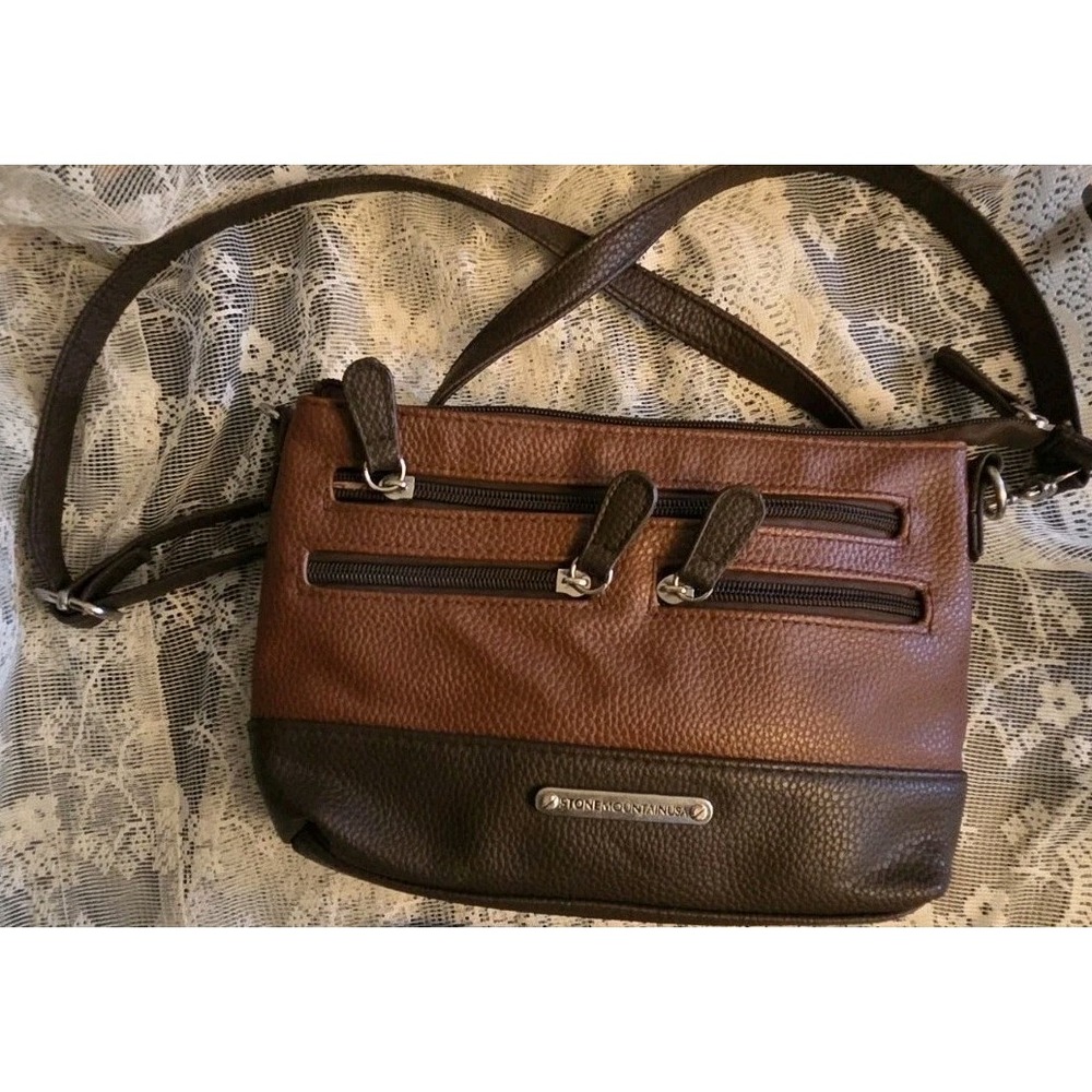 Stone Mountain USA Crossbody Leather Bag Wristlet Shoulder Bag Leather Nature